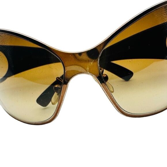VERSACE Medusa Logo Sunglasses Brown Gold SWAROVSKI Crystal Embellished Shield O main image 6